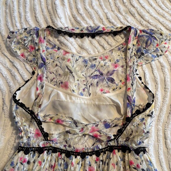 Free People Maxi Dress Women Size 0 Cherry Blossom Open Back Spring Garden - Picture 6 of 8